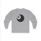 8-Ball Panic Long Sleeve Tee — Retro Billiard Graphic
