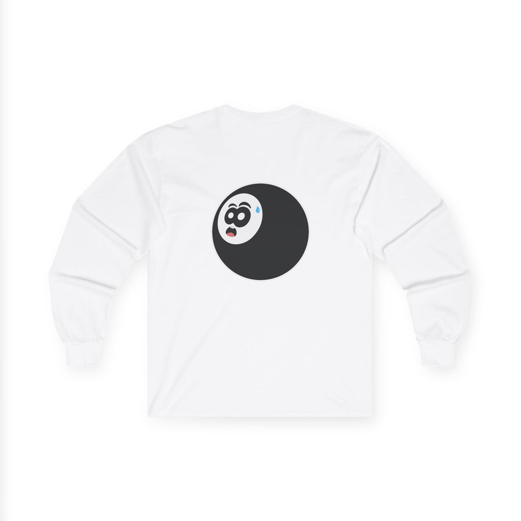 8-Ball Panic Long Sleeve Tee — Retro Billiard Graphic