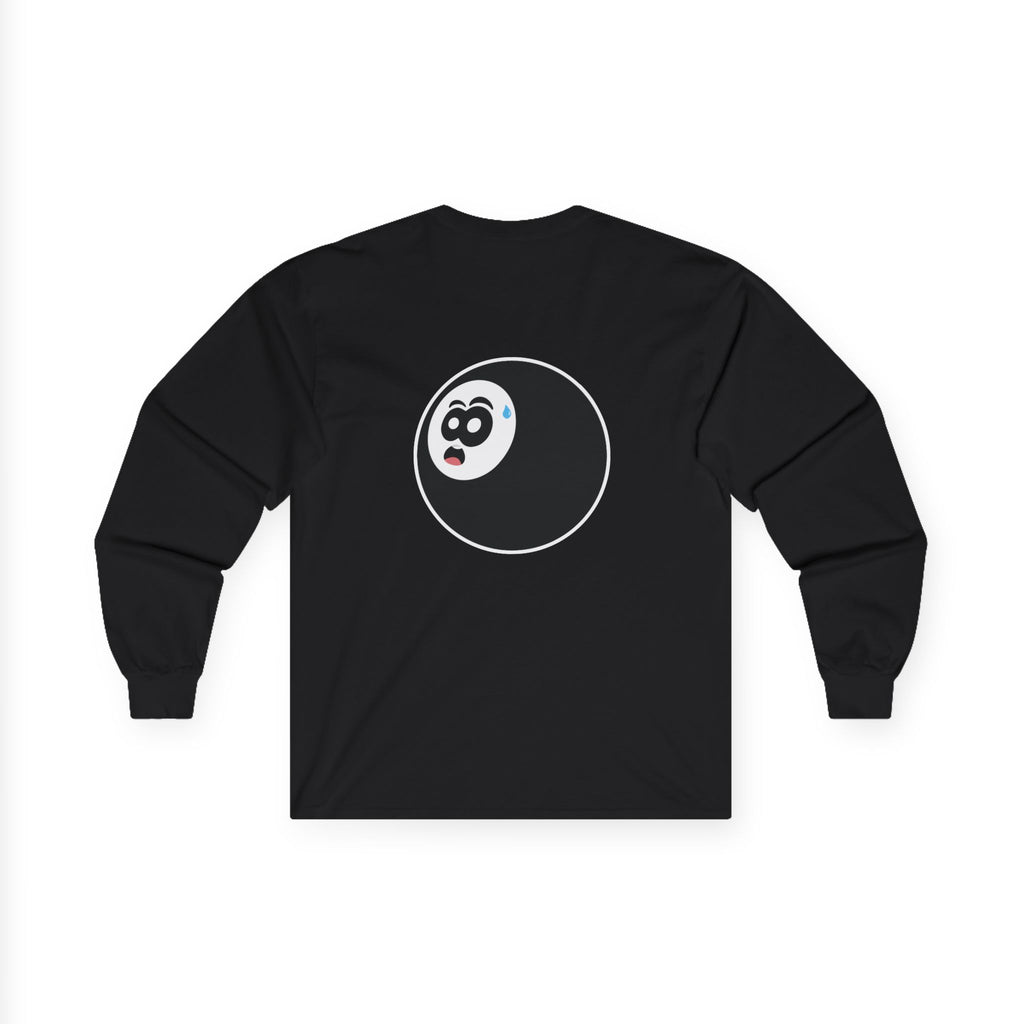 8-Ball Panic Long Sleeve Tee — Retro Billiard Graphic